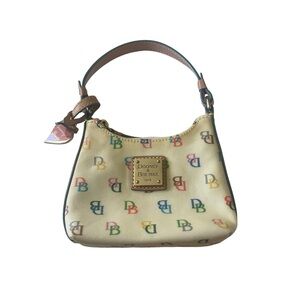Vintage Dooney & Bourke Itsy Bitsy Ivory Multi-Color Zip Mini Handbag